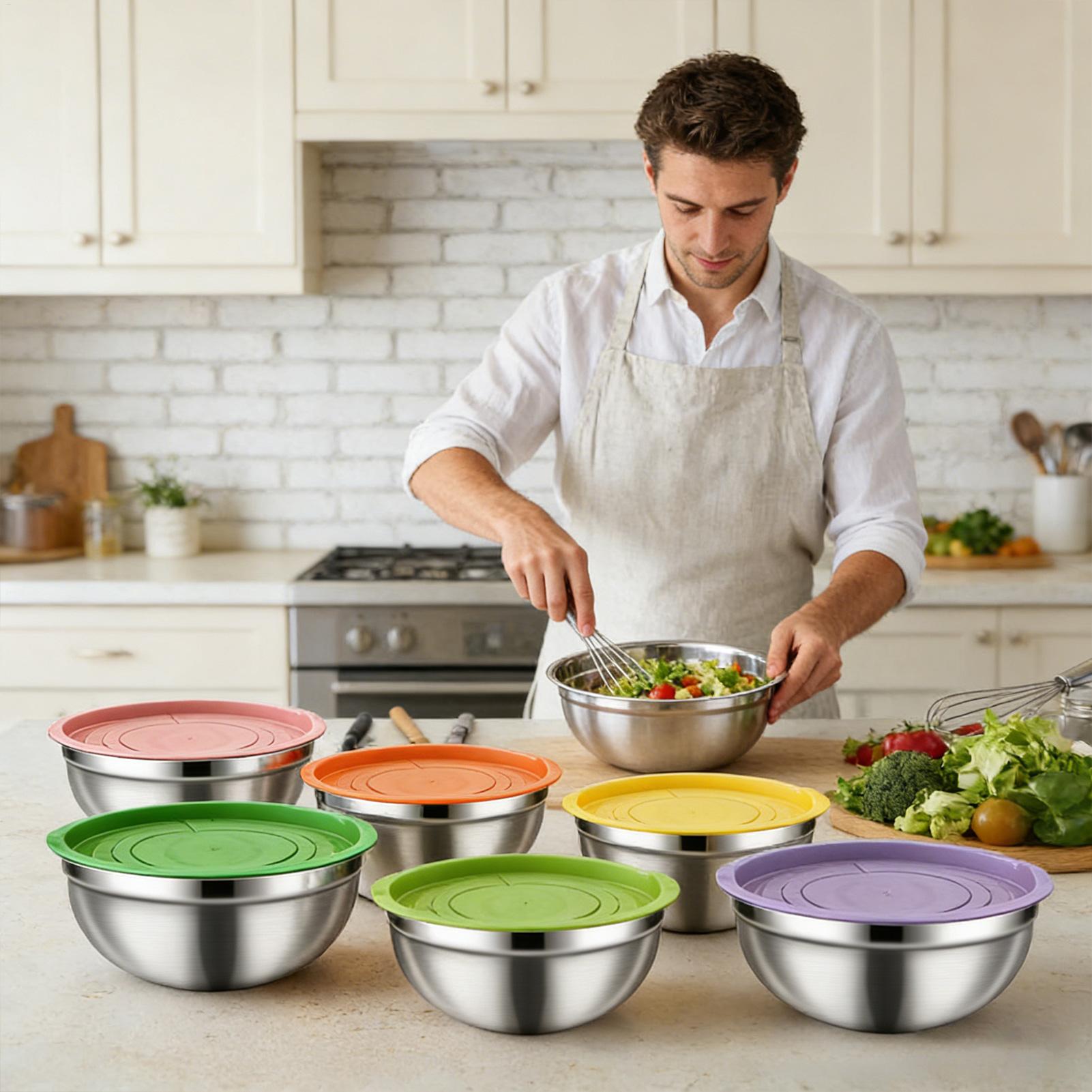 Steel Mixing Bowls Nesting Rou - Food Storage And Organizer reseña y precio