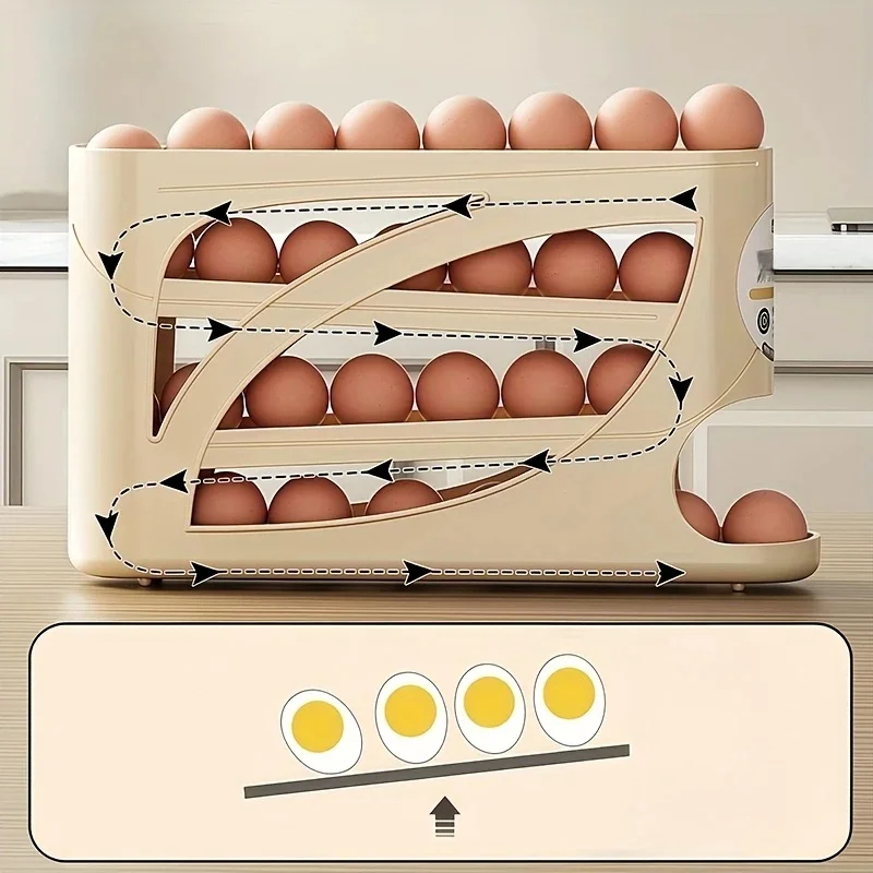 3-Tier Auto Rolling Egg Storag - Food Storage With Dividers reseña y precio