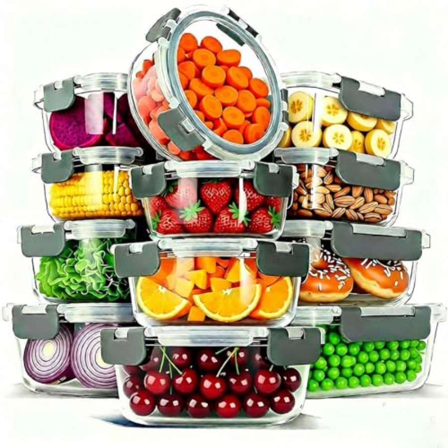 12 Pack Glass Food Storage Con - Food Storage Non Toxic reseña y precio