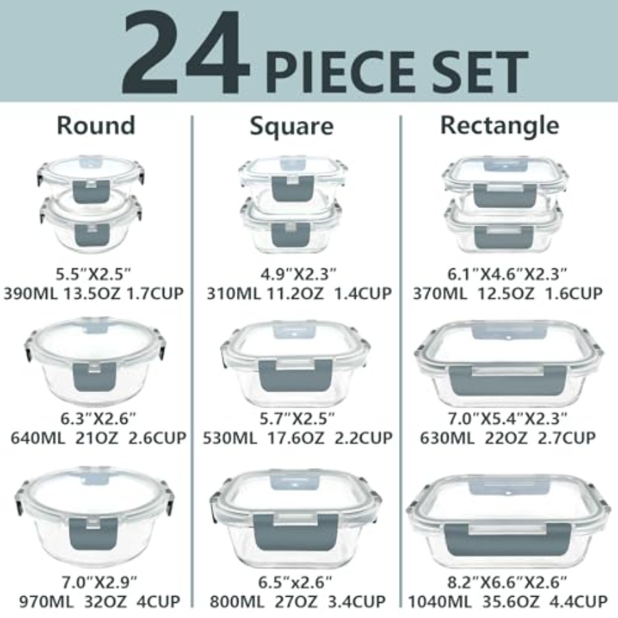 12 Pack Glass Food Storage Con - Food Storage Non Toxic reseña y precio