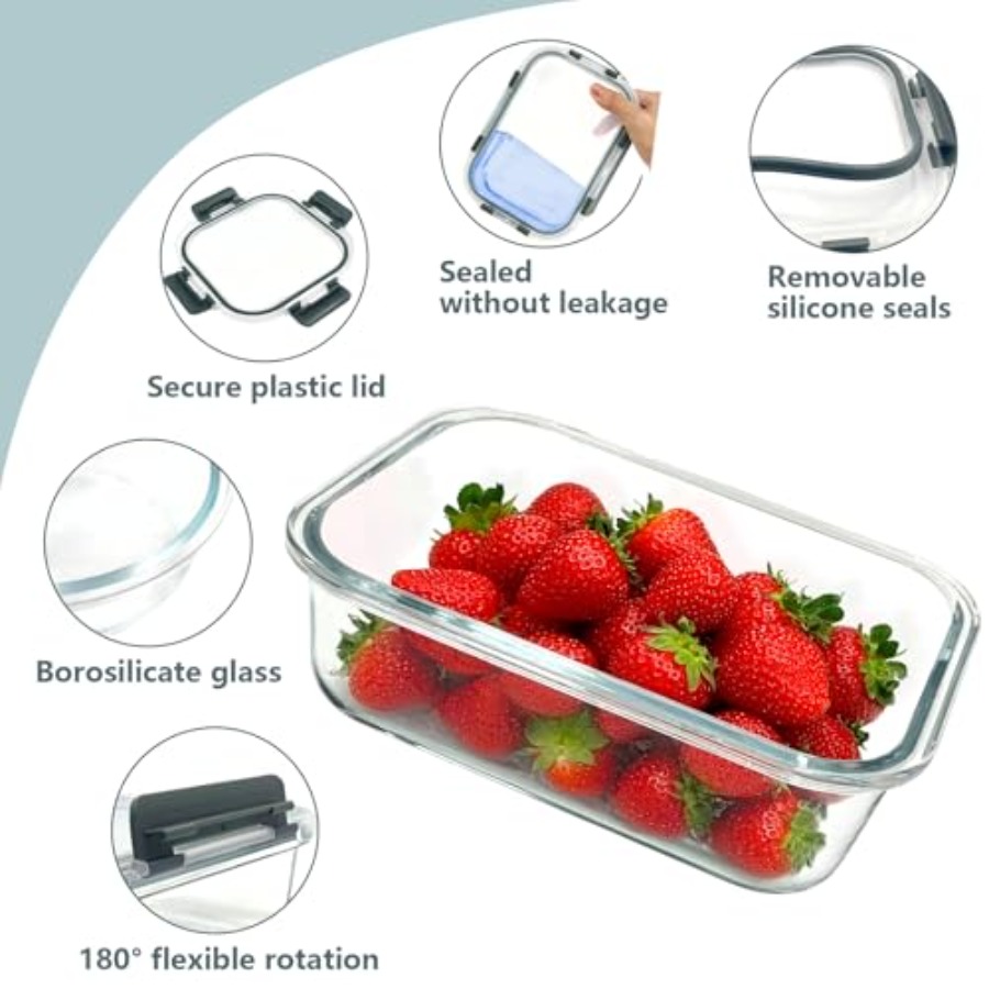 12 Pack Glass Food Storage Con - Food Storage Non Toxic reseña y precio