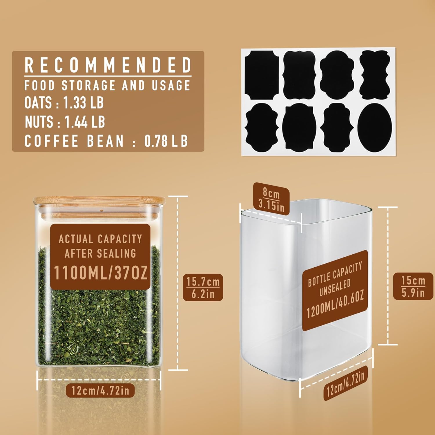 37oz Rectangle Airtight Glass  - Food Storage Jar Glass reseña y precio