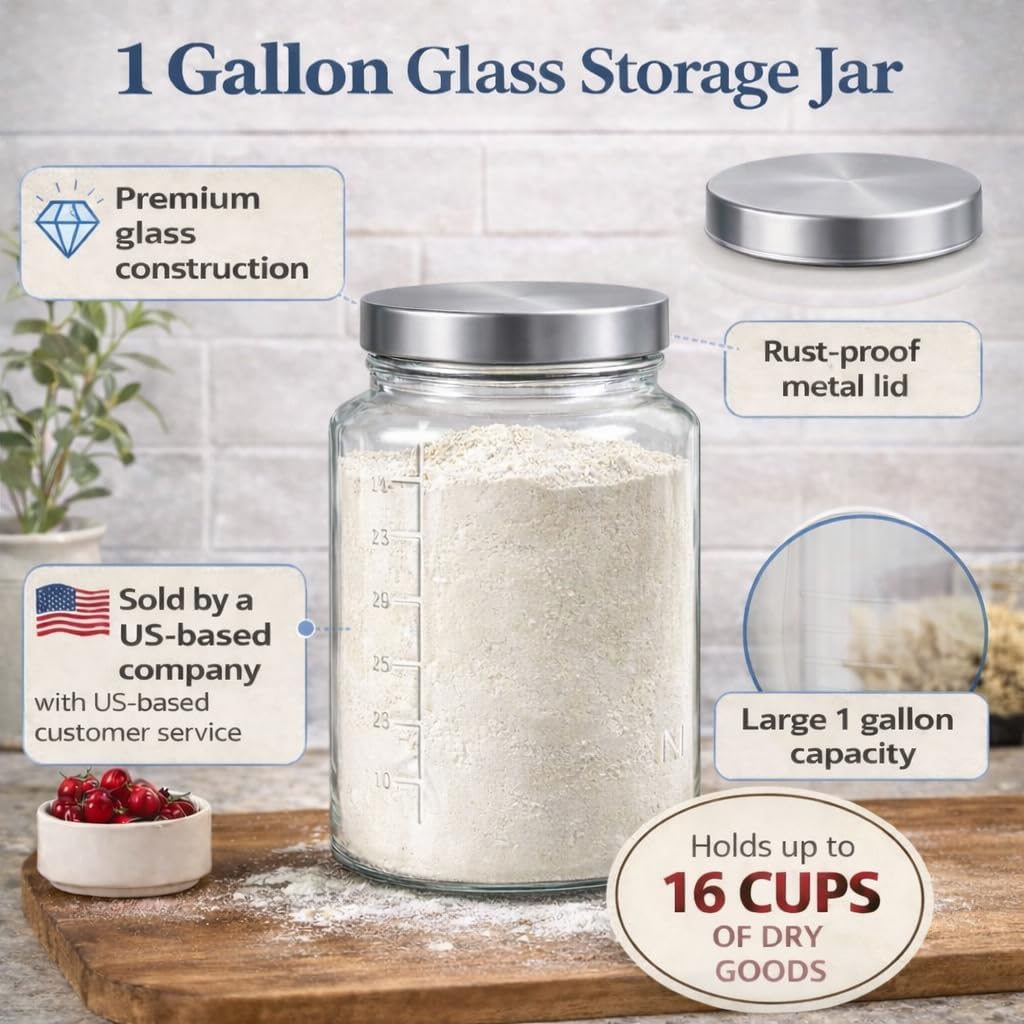 Extra Large    Jar - 1 Gallon  - Food Storage Jar Glass reseña y precio