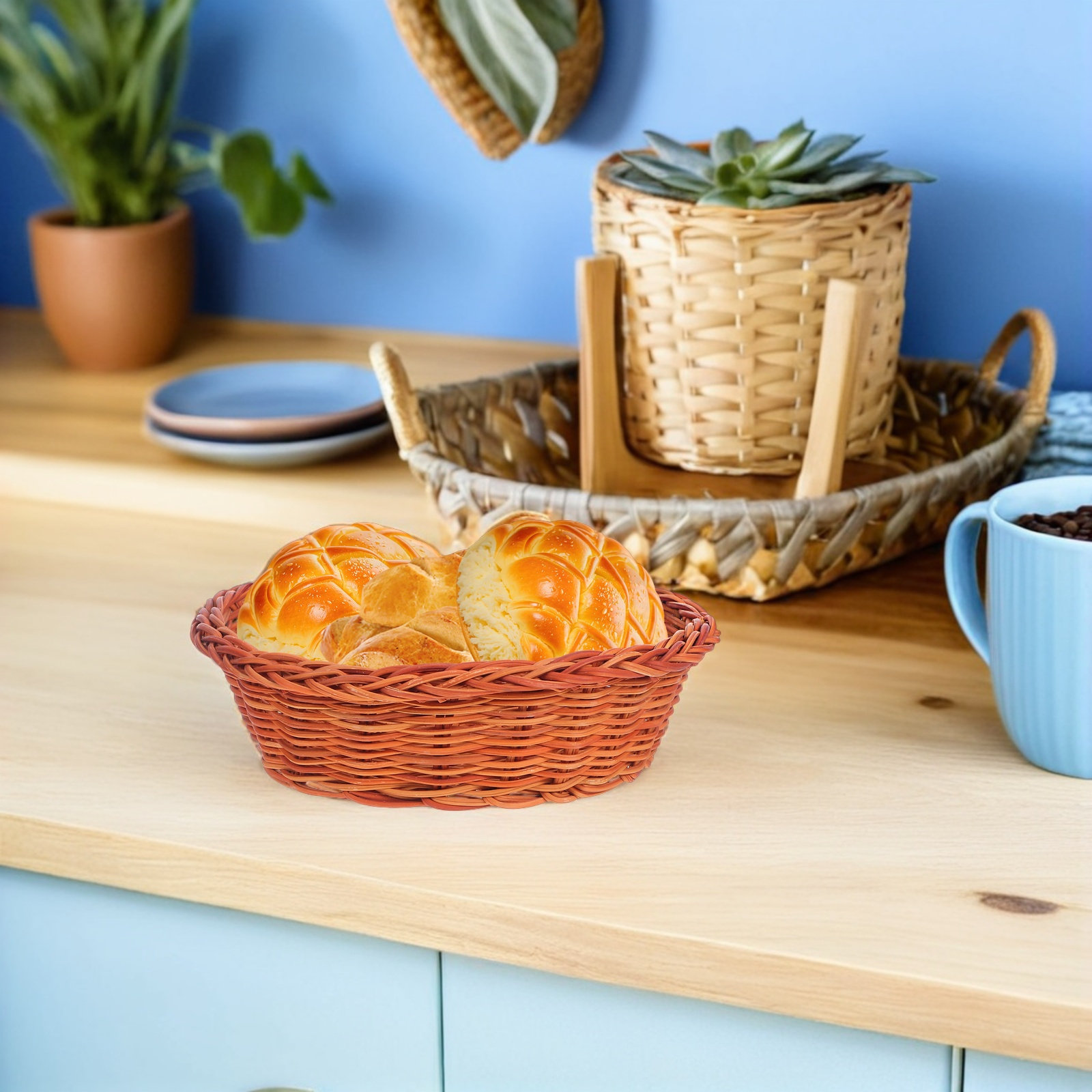 10Pcs Rattan Bread Basket Smal - Food Storage And Organizer reseña y precio