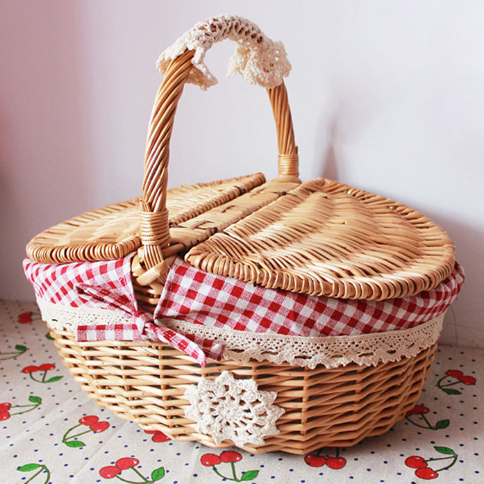 Wicker Picnic Basket with Stur - Food Storage Hiking reseña y precio