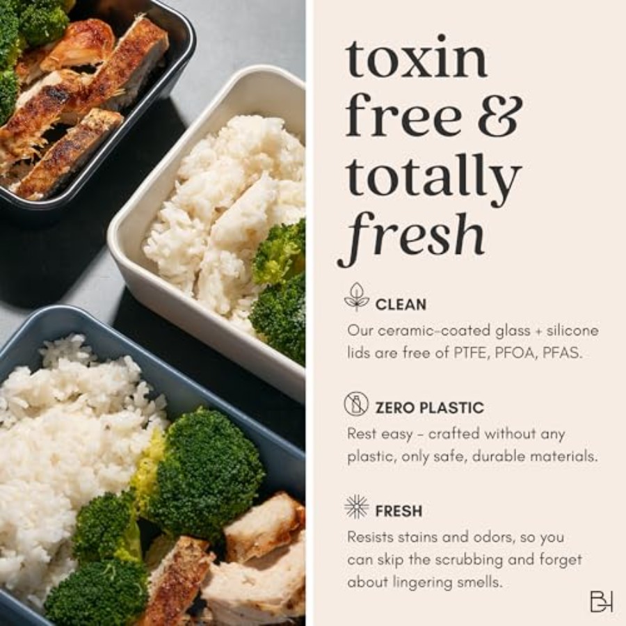 Ceramic Coated Glass Food Stor - Food Storage Non Toxic reseña y precio