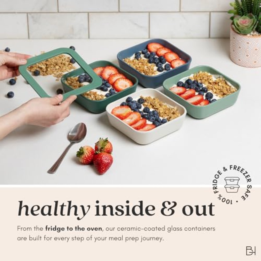 Ceramic Coated Glass Food Stor - Food Storage Non Toxic reseña y precio