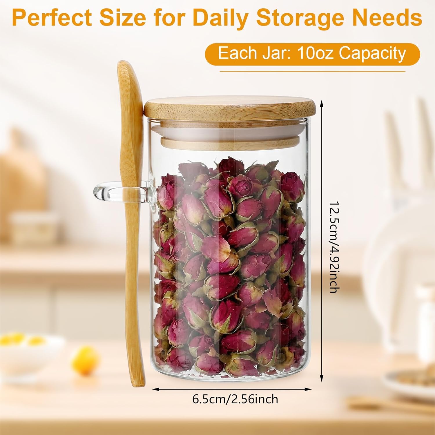 10 Pack Glass Jars with Bamboo - Food Storage Jar Glass reseña y precio