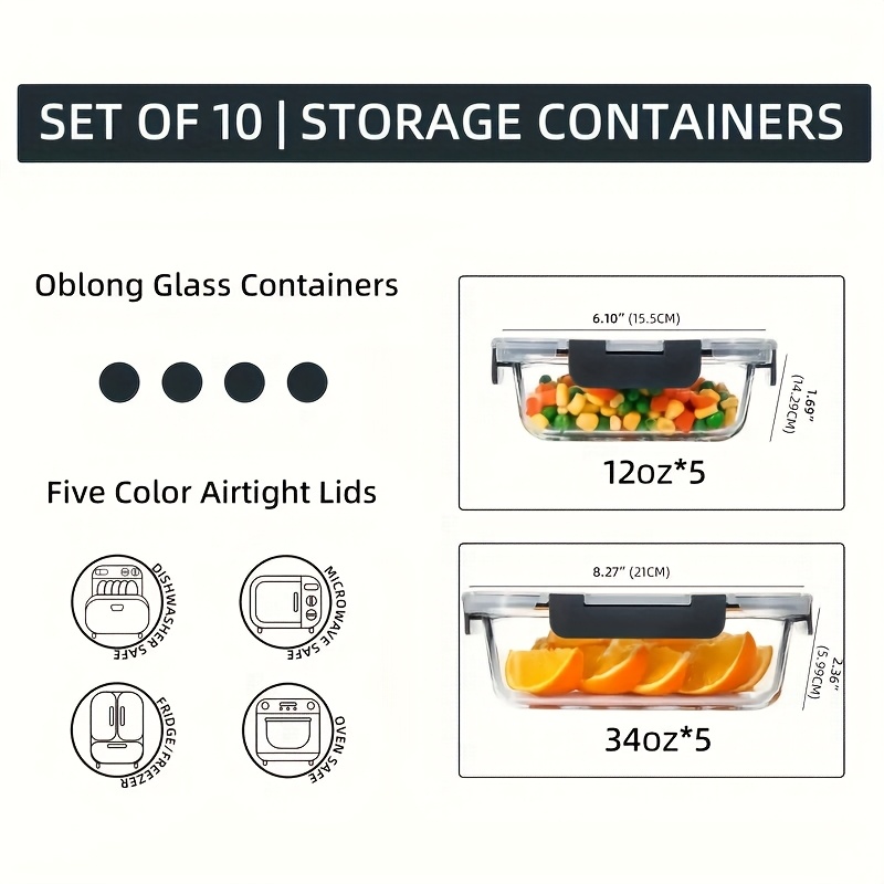 us10pcs Glass Food Storage Con - Food Storage Without Pantry reseña y precio