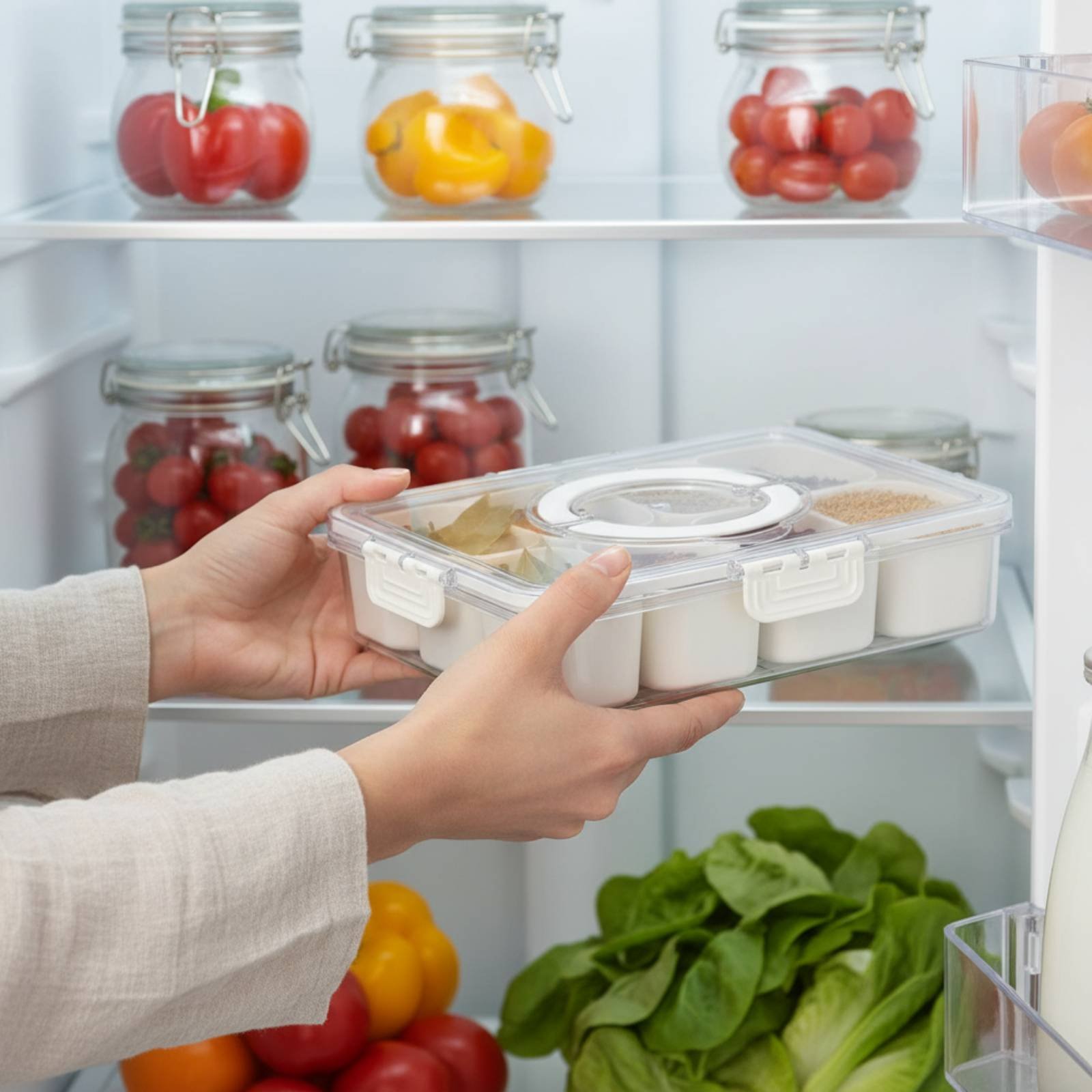 Refrigerator Storage Bin Drain - Food Storage With Dividers reseña y precio