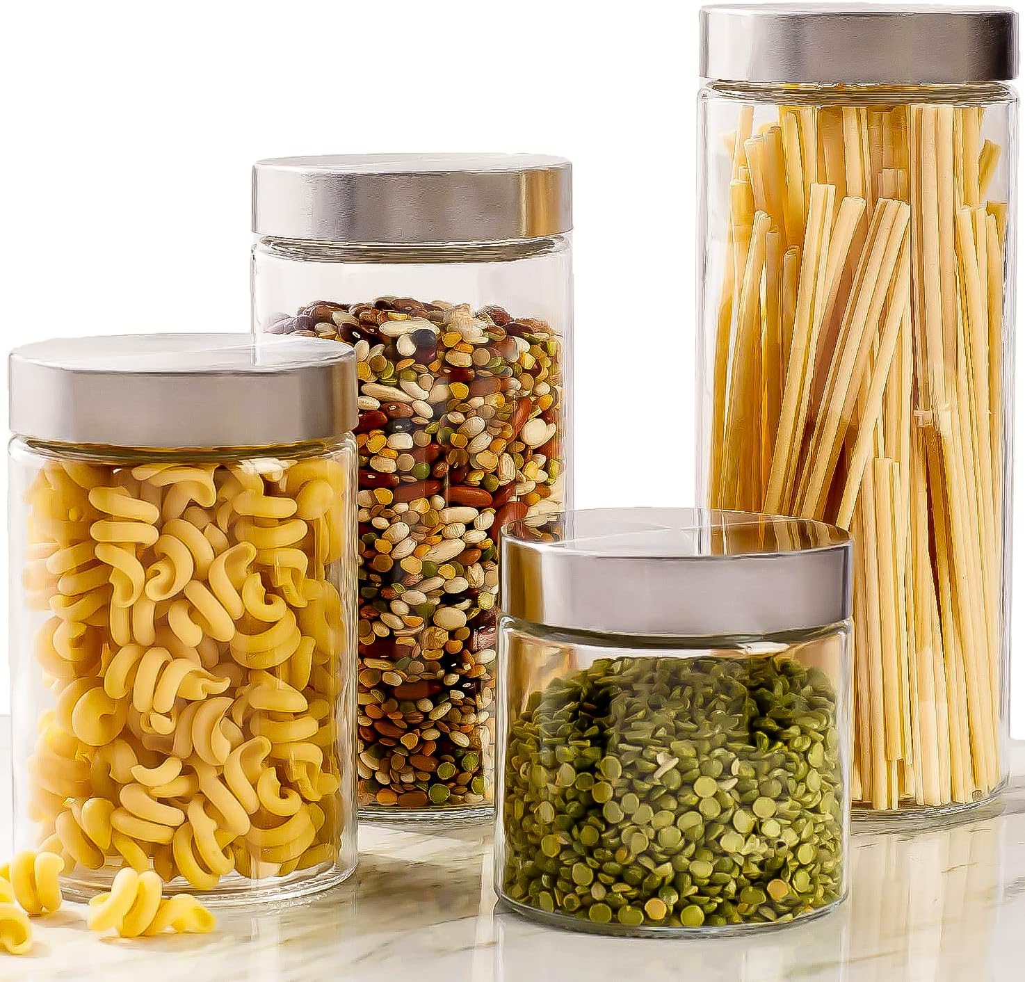 4pc Canister Sets for Kitchen  - Food Storage Jar Glass reseña y precio