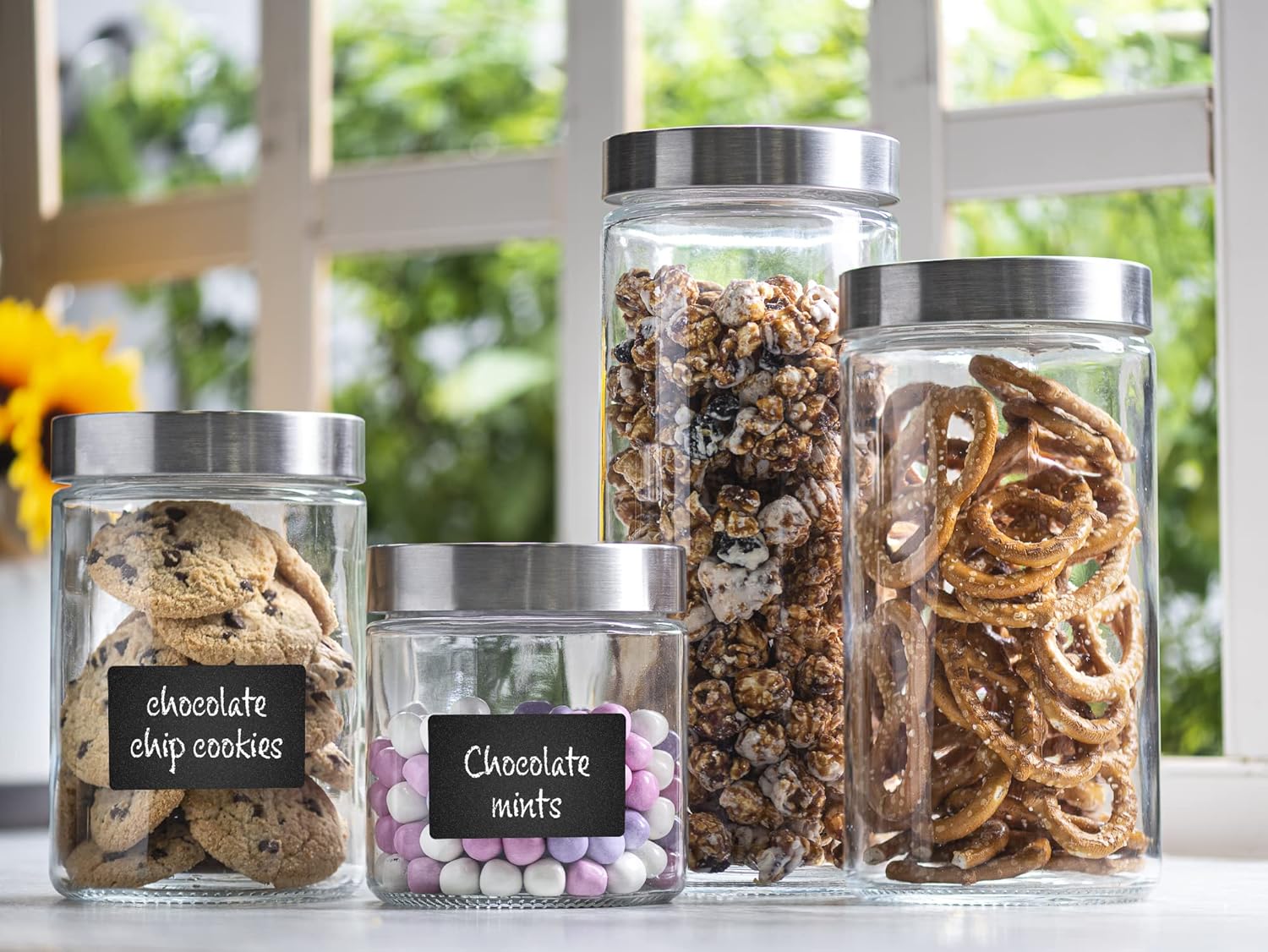4pc Canister Sets for Kitchen  - Food Storage Jar Glass reseña y precio