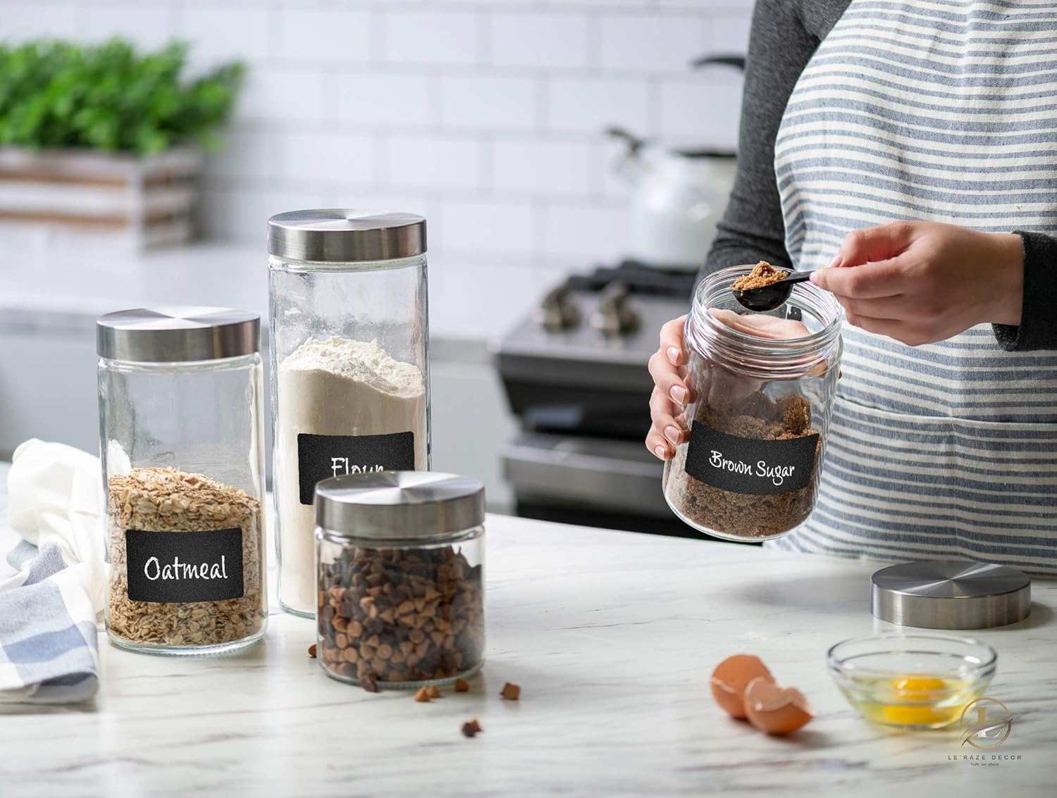 4pc Canister Sets for Kitchen  - Food Storage Jar Glass reseña y precio