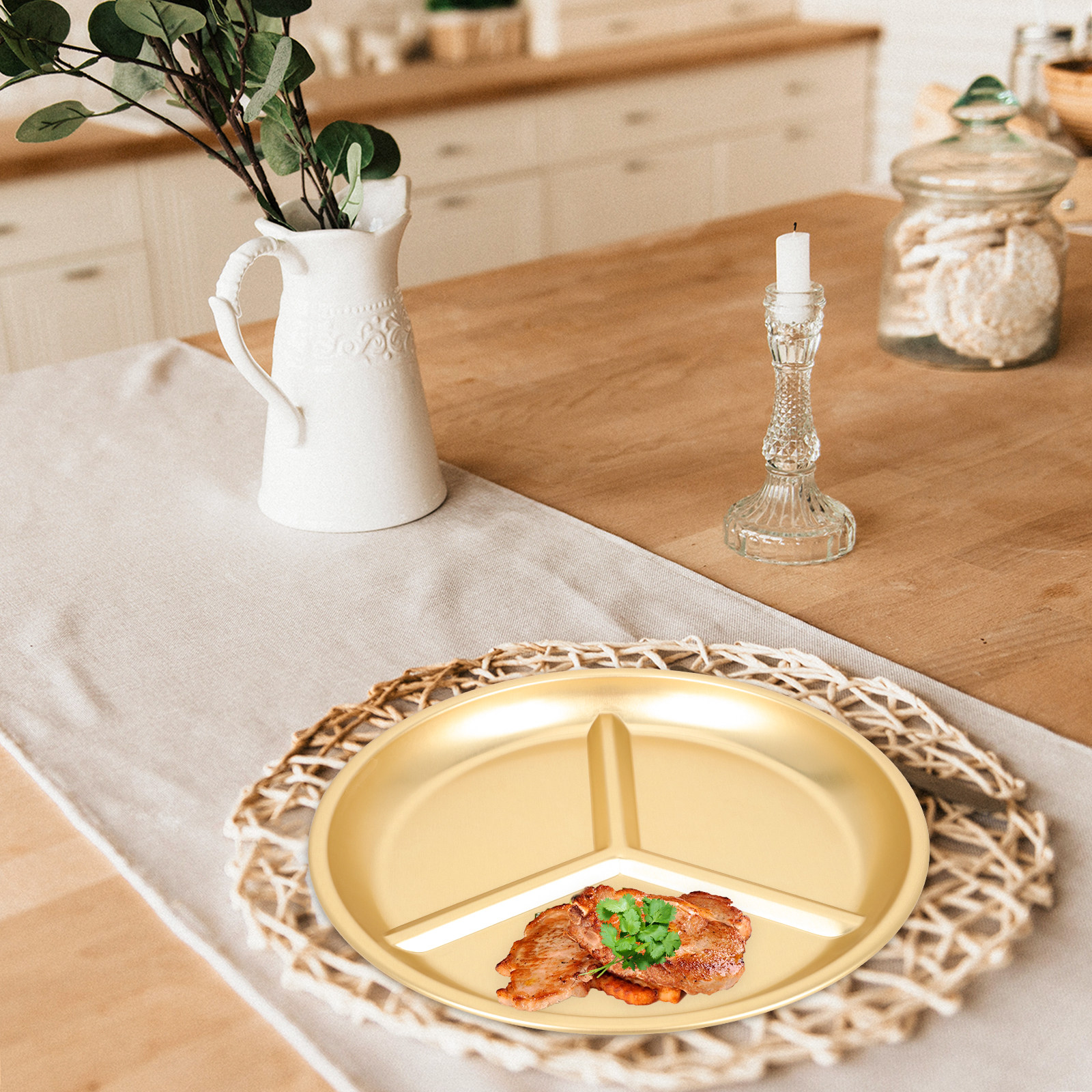 Yellow Aluminum Divided Plate  - Food Storage With Dividers reseña y precio