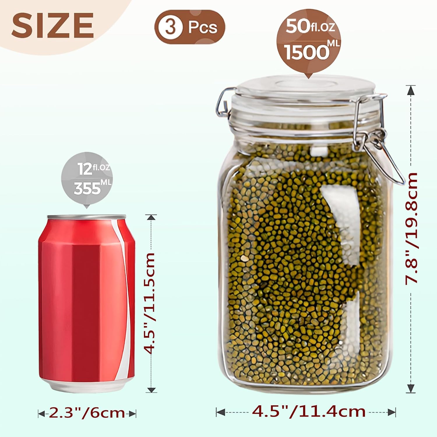 Clear Food Storage Jars 50oz S - Food Storage Jar Glass reseña y precio