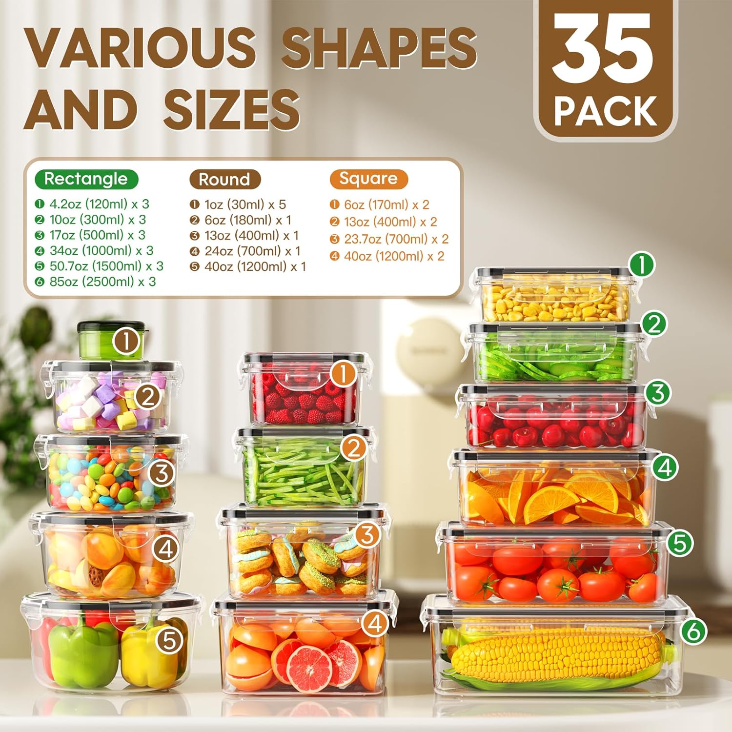 70 Piece Food Storage Containe - Food Storage Microwave Safe reseña y precio