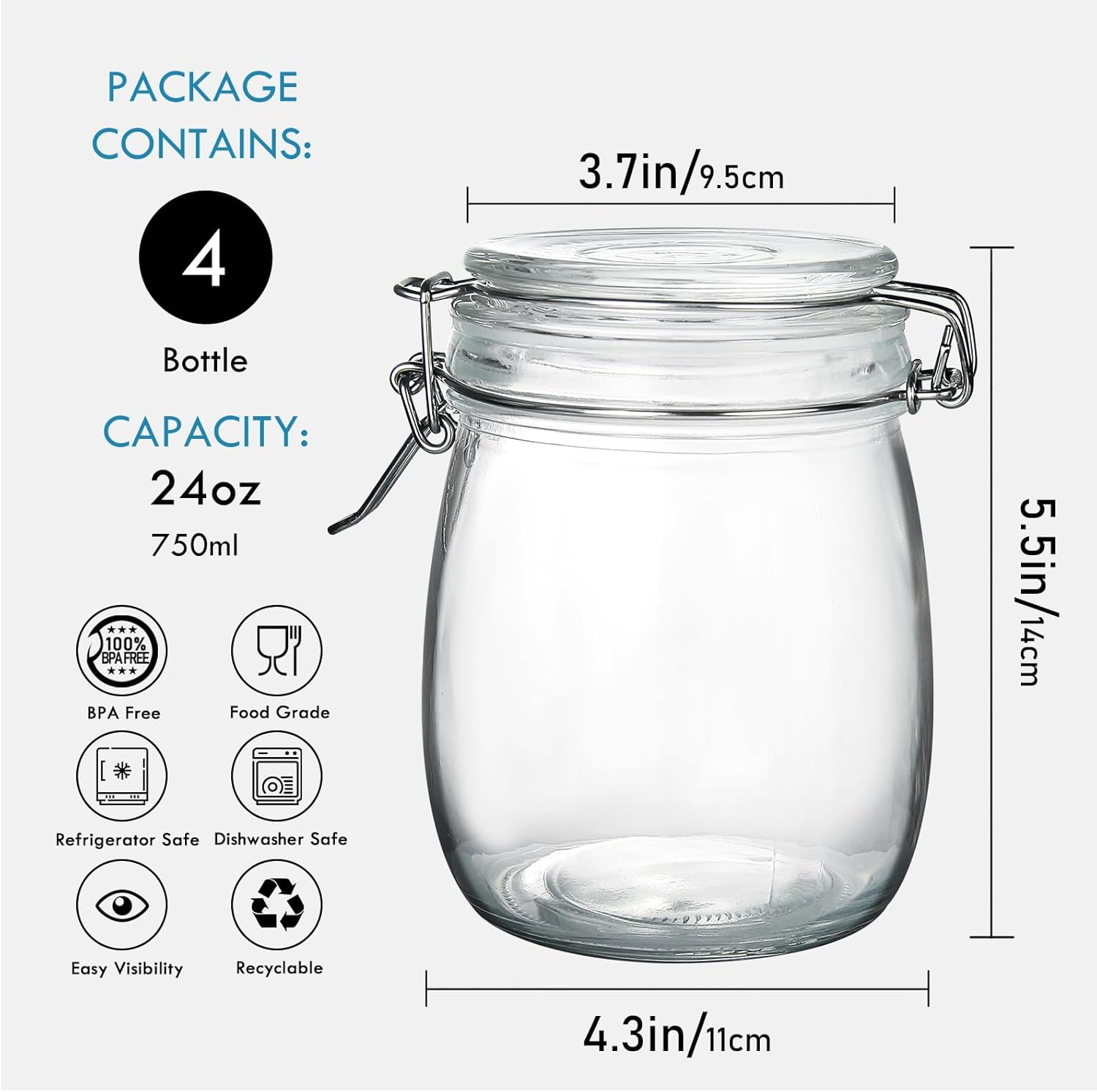 24oz Food Storage Canister Gla - Food Storage Jar Glass reseña y precio