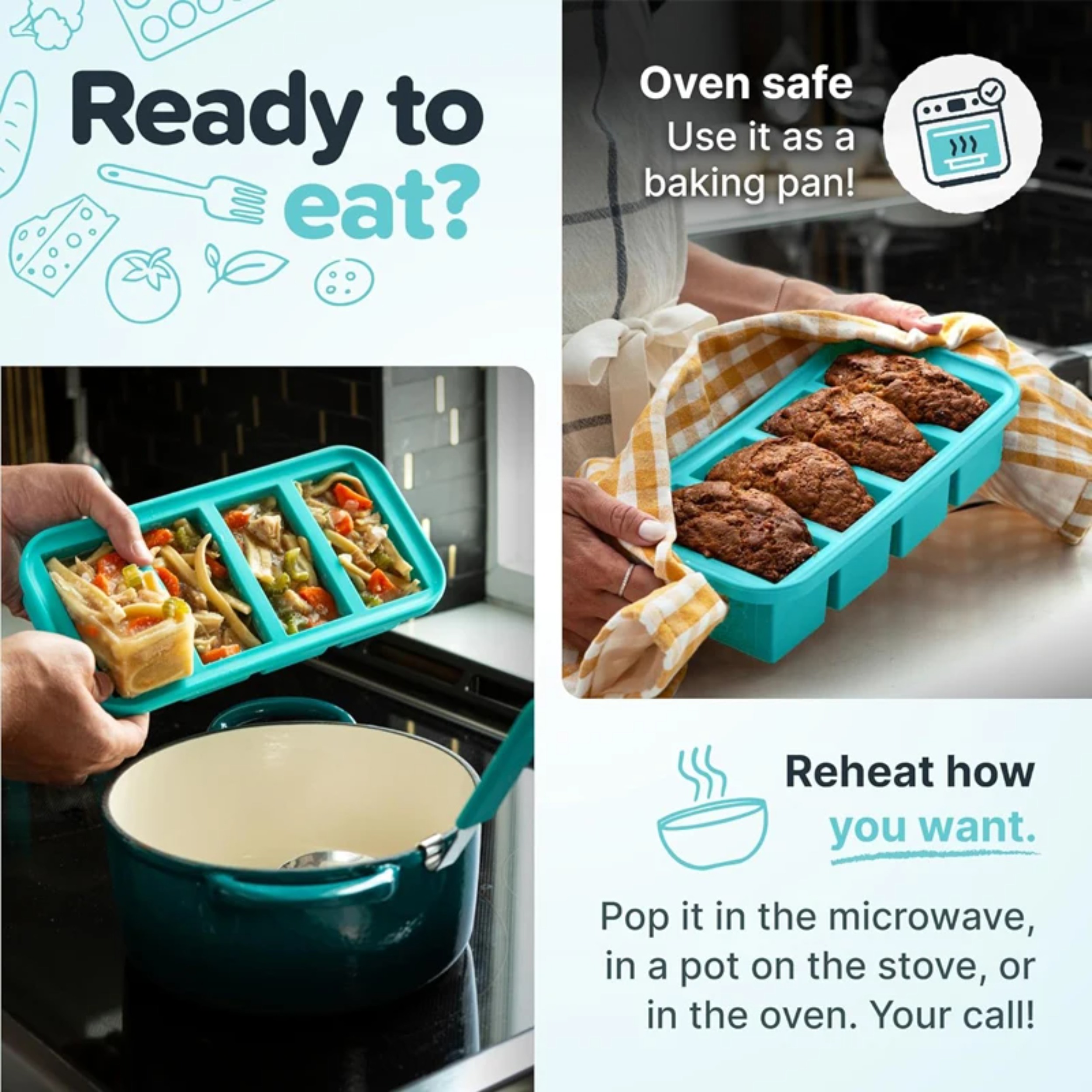 1PC 2/4/6Grid Silicone Freezer - Food Storage Made Easy reseña y precio