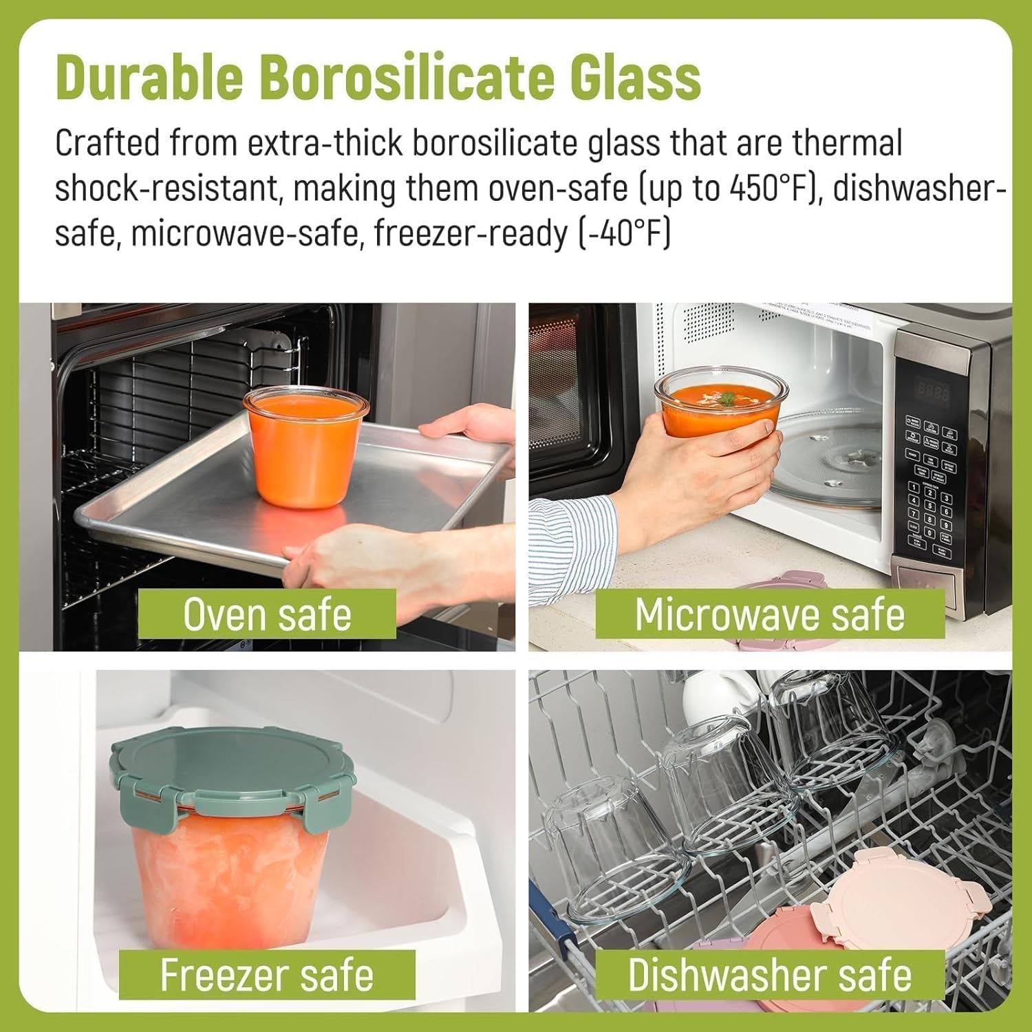 [UPGRADED LID] 6 Sets 3 Cup/24 - Food Storage Jar Glass reseña y precio