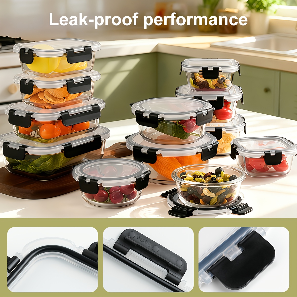 usSet of 12 Glass Durable Cont - Food Storage Without Pantry reseña y precio