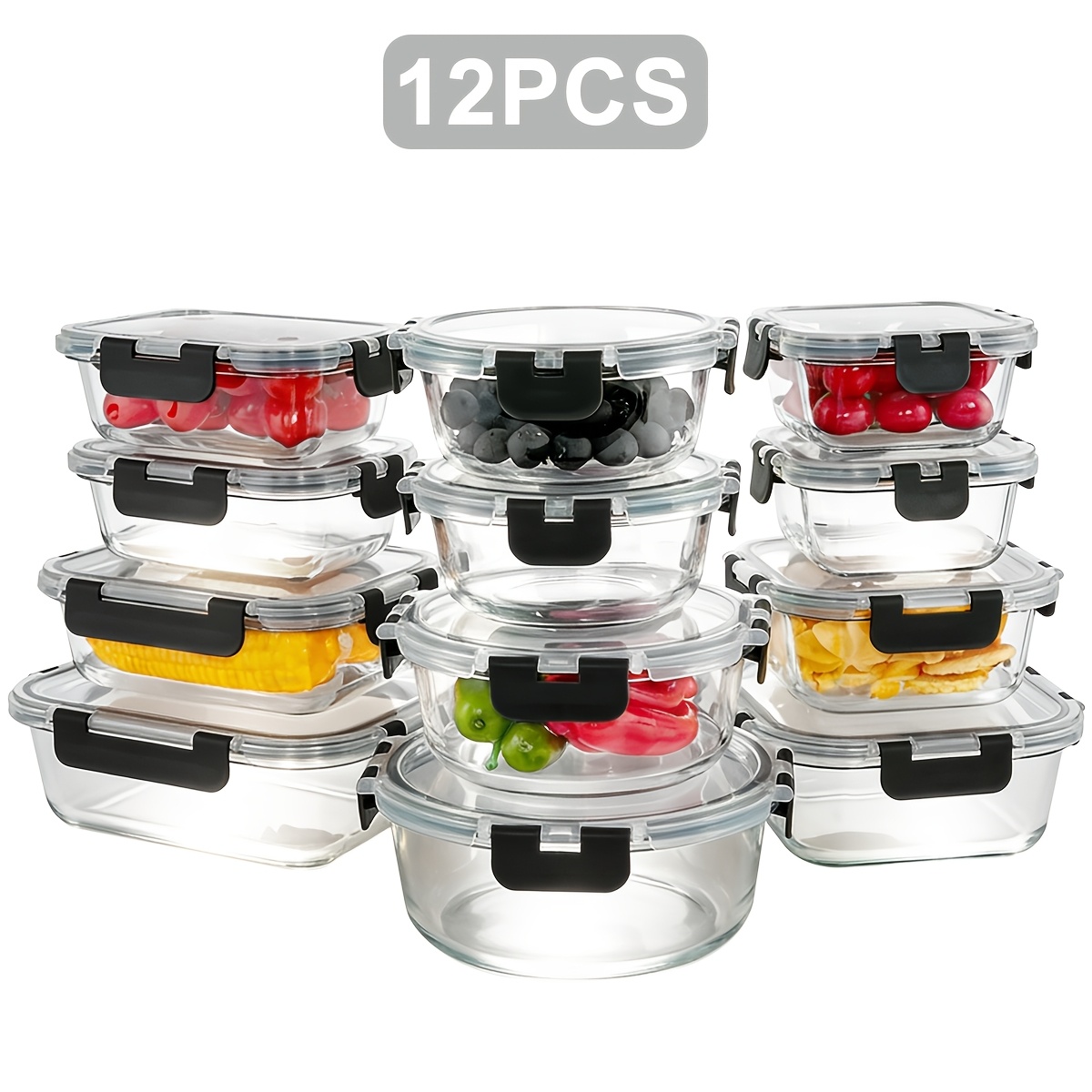 usSet of 12 Glass Durable Cont - Food Storage Without Pantry reseña y precio
