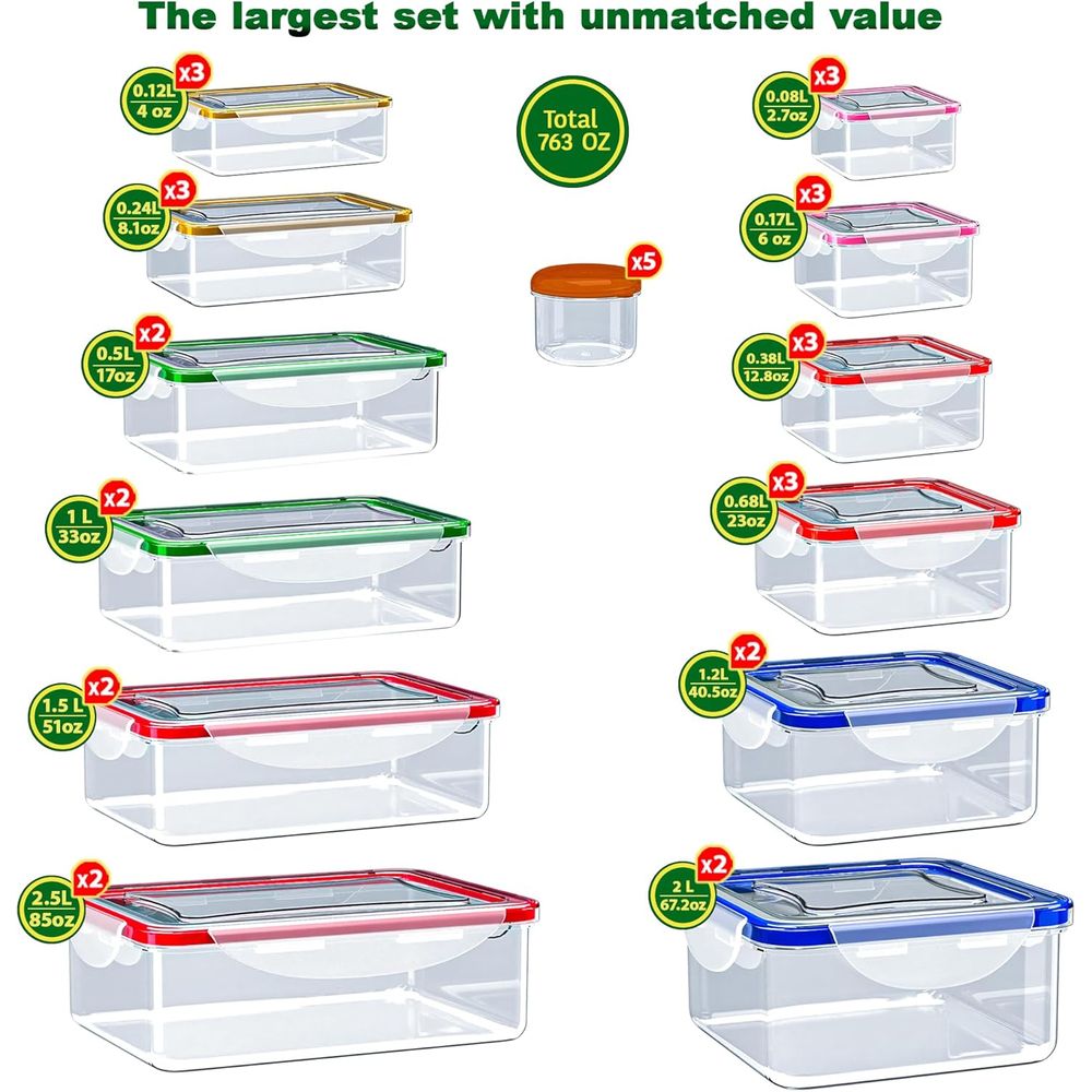 70 Pcs Large Food Storage Cont - Food Storage Containers reseña y precio