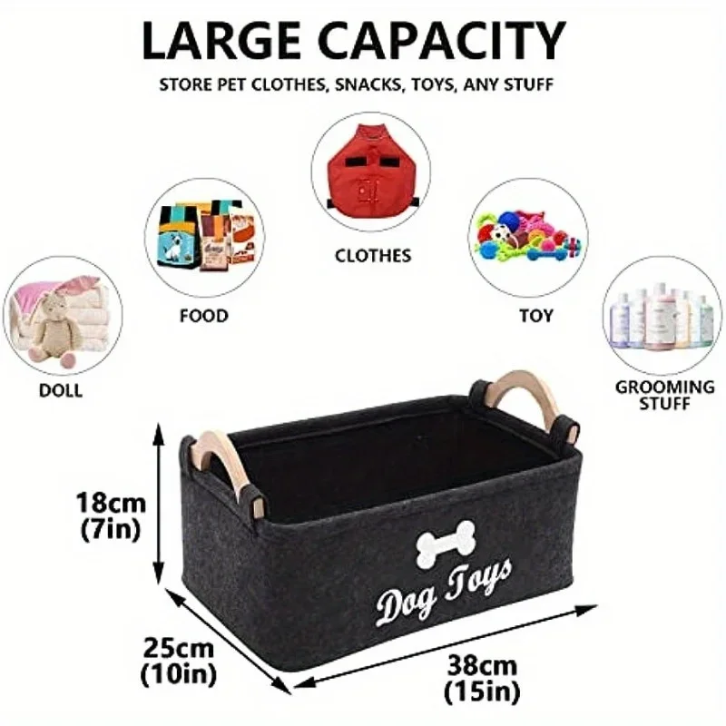 1pc Felt Pet Toy Box, Dog Toy  - Food Storage With Dividers reseña y precio