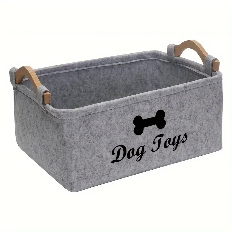 1pc Felt Pet Toy Box, Dog Toy  - Food Storage With Dividers reseña y precio